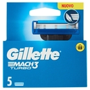 Gillette Lamette Rasoi Uomo Mach3 Turbo per Rasoio a 3 Lame, Confezione da 5 Lamette Barba
